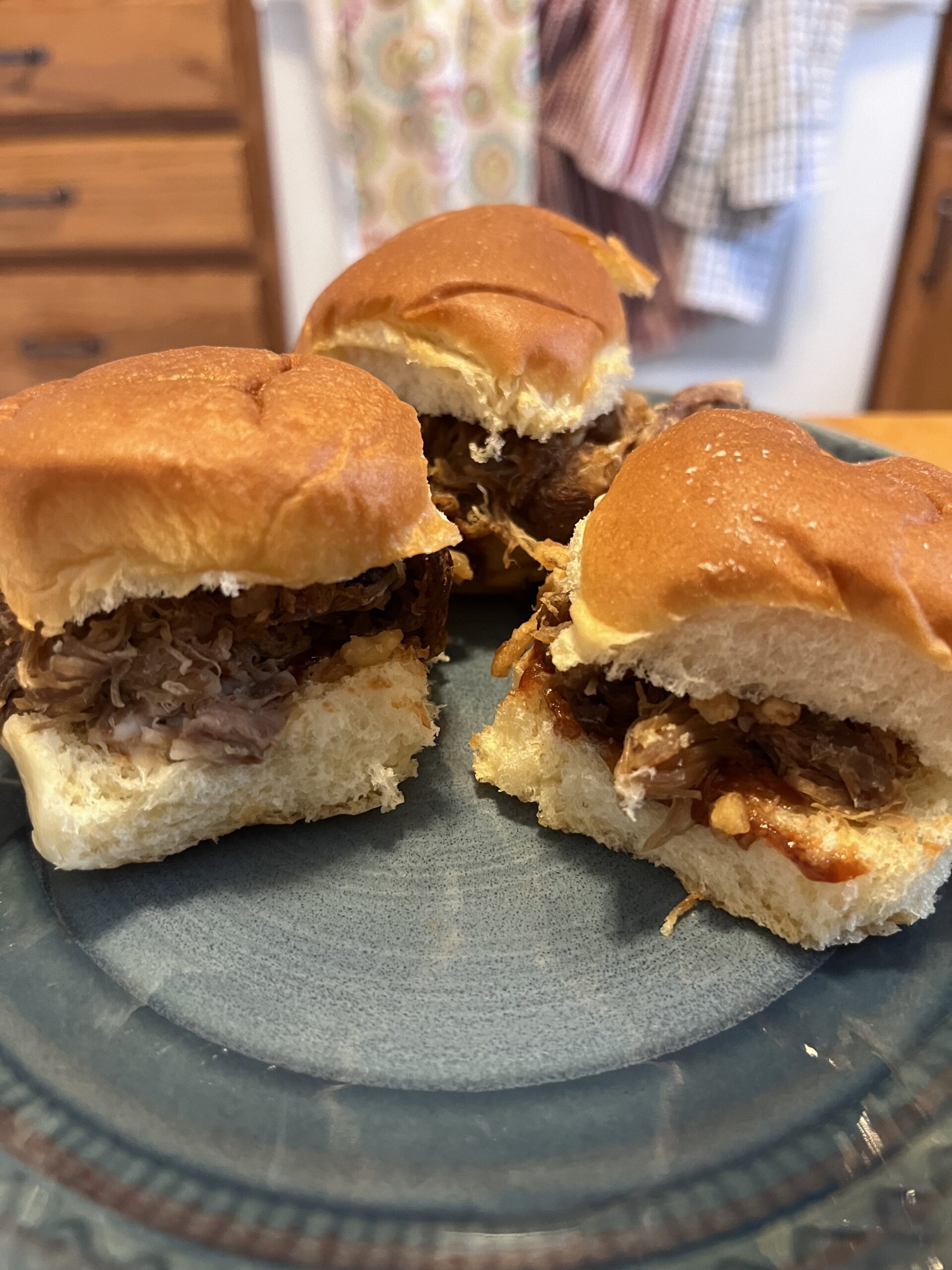 Pulled Pork Sandwiches out of the oven