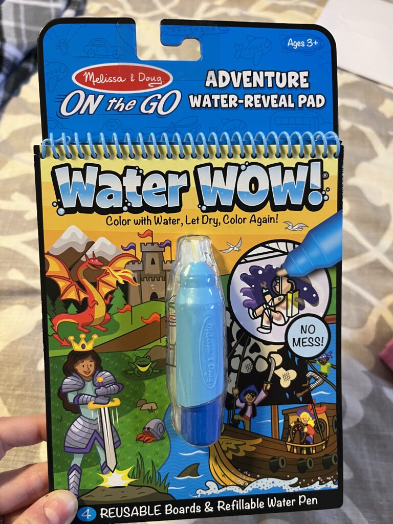 Water wow activity book for kids to use while traveling