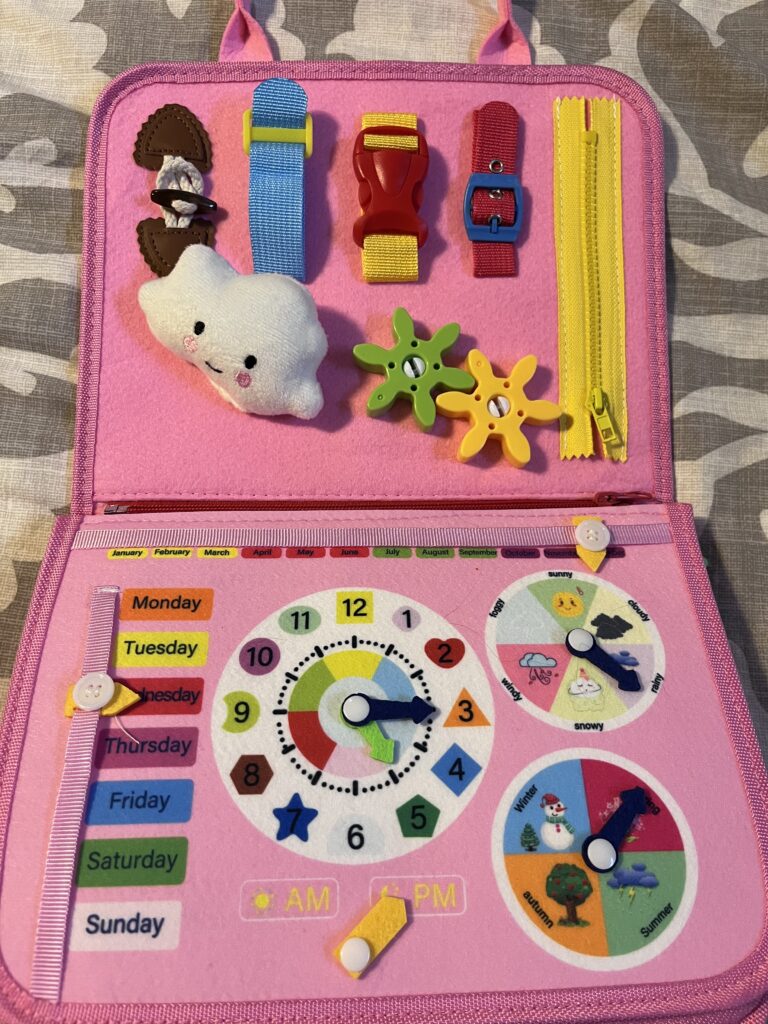 Busy board for kids to use while traveling