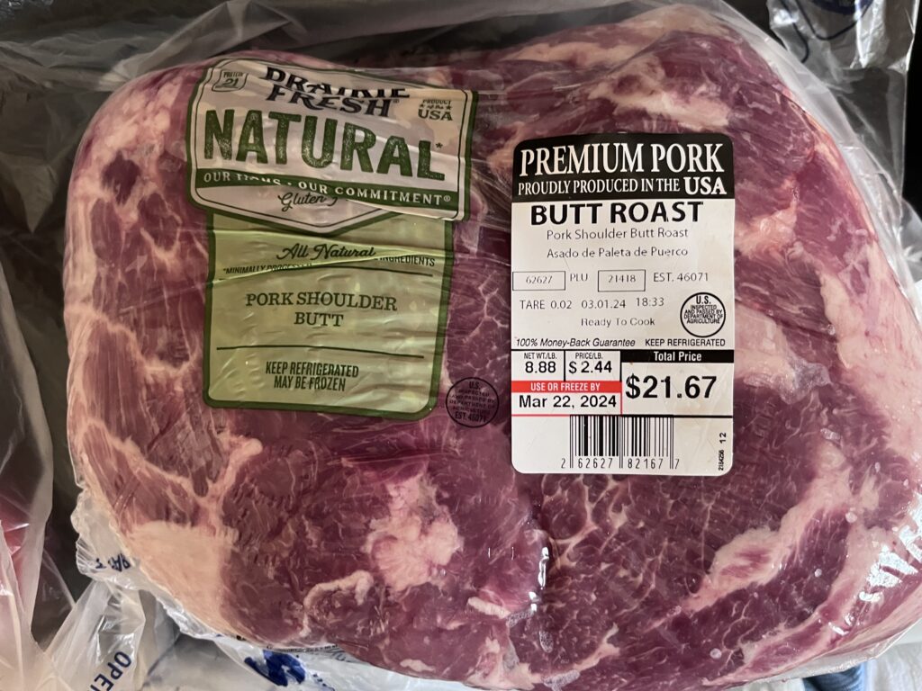 pork shoulder butt roast in the package from the grocery store