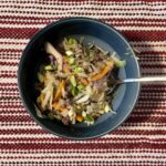 Egg roll in a bowl served in a bowl