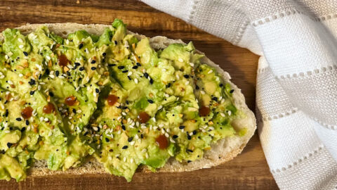 Avocado Toast with sriracha Served on a plate