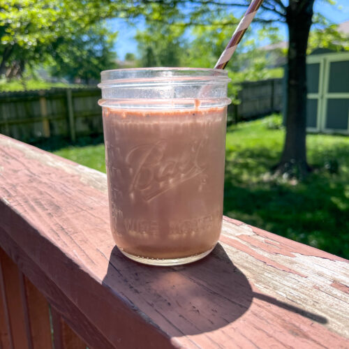 Chocolate milk in a mason jar