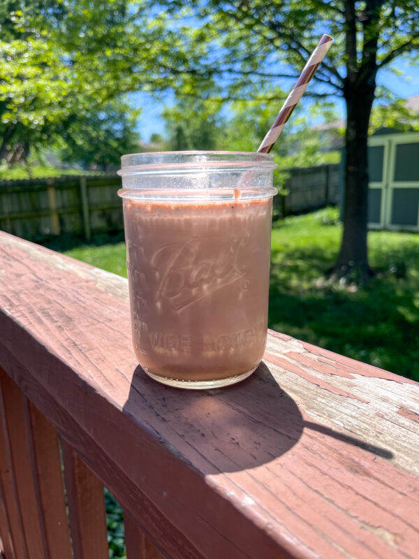 Chocolate milk in a mason jar