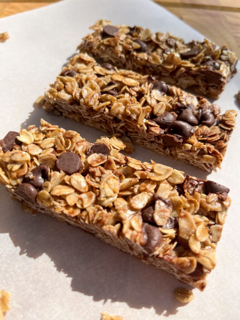 3 granola bars without nuts on parchment paper