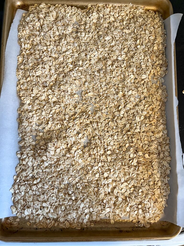 oats on a baking sheet