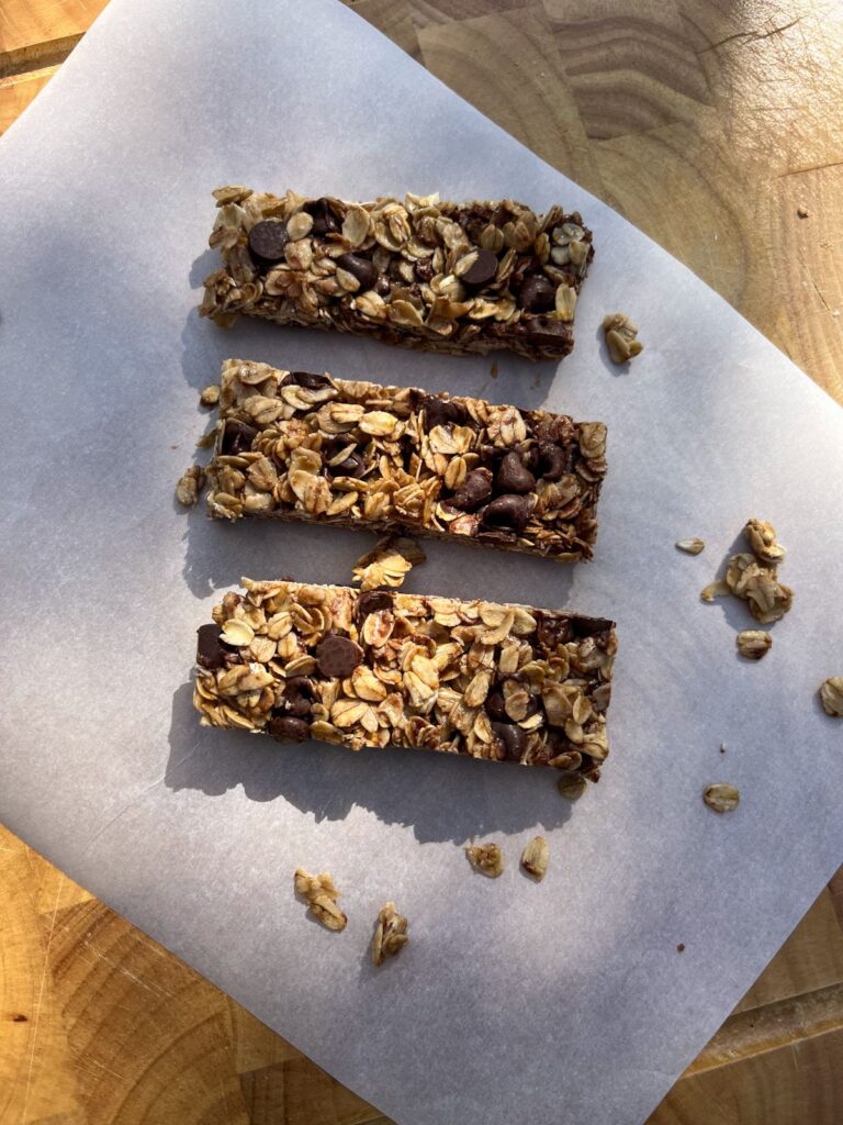 3 granola bars sliced