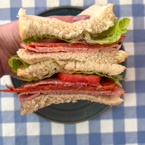 Easy Italian Sandwich sliced in half