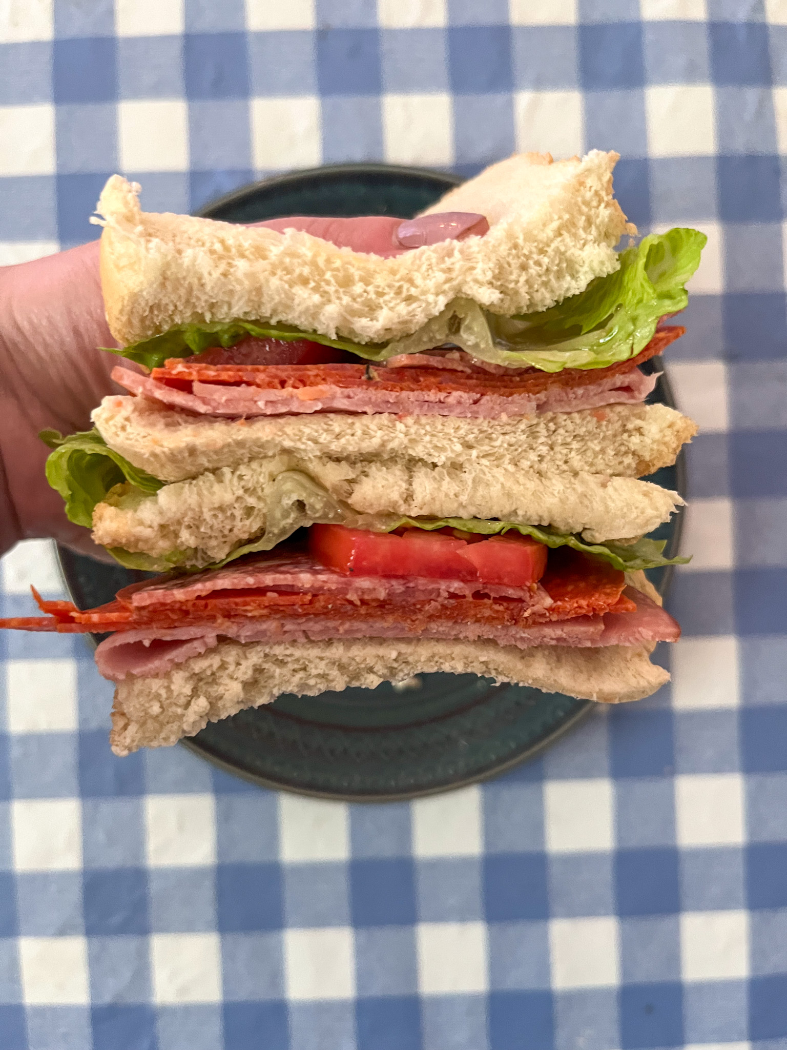 Easy Italian Sandwich sliced in half