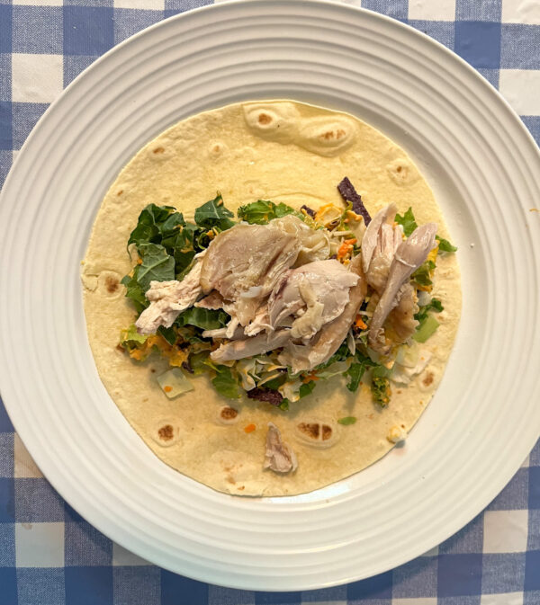 Easy southwest chicken wrap in a tortilla