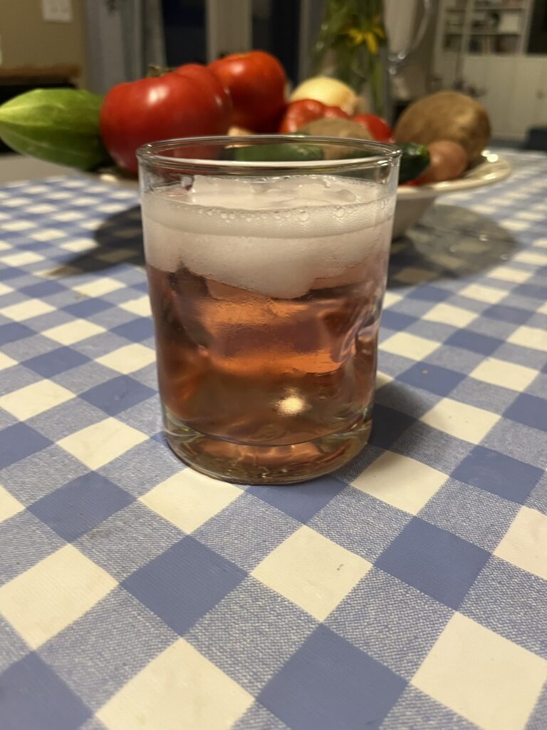 Tart cherry juice mocktail in an 8 oz glass