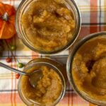 Pumpkin spice applesauce in 3 different mason jars