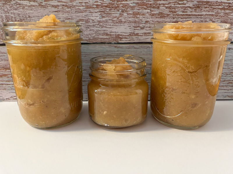 applesauce in 3 glass jars