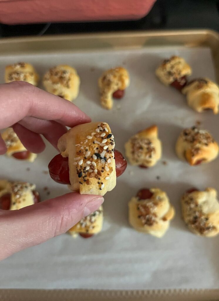 pigs in a blanket with everything bagel seasoning on them 