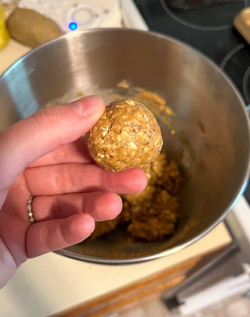 no bake protein ball rolled into a ball