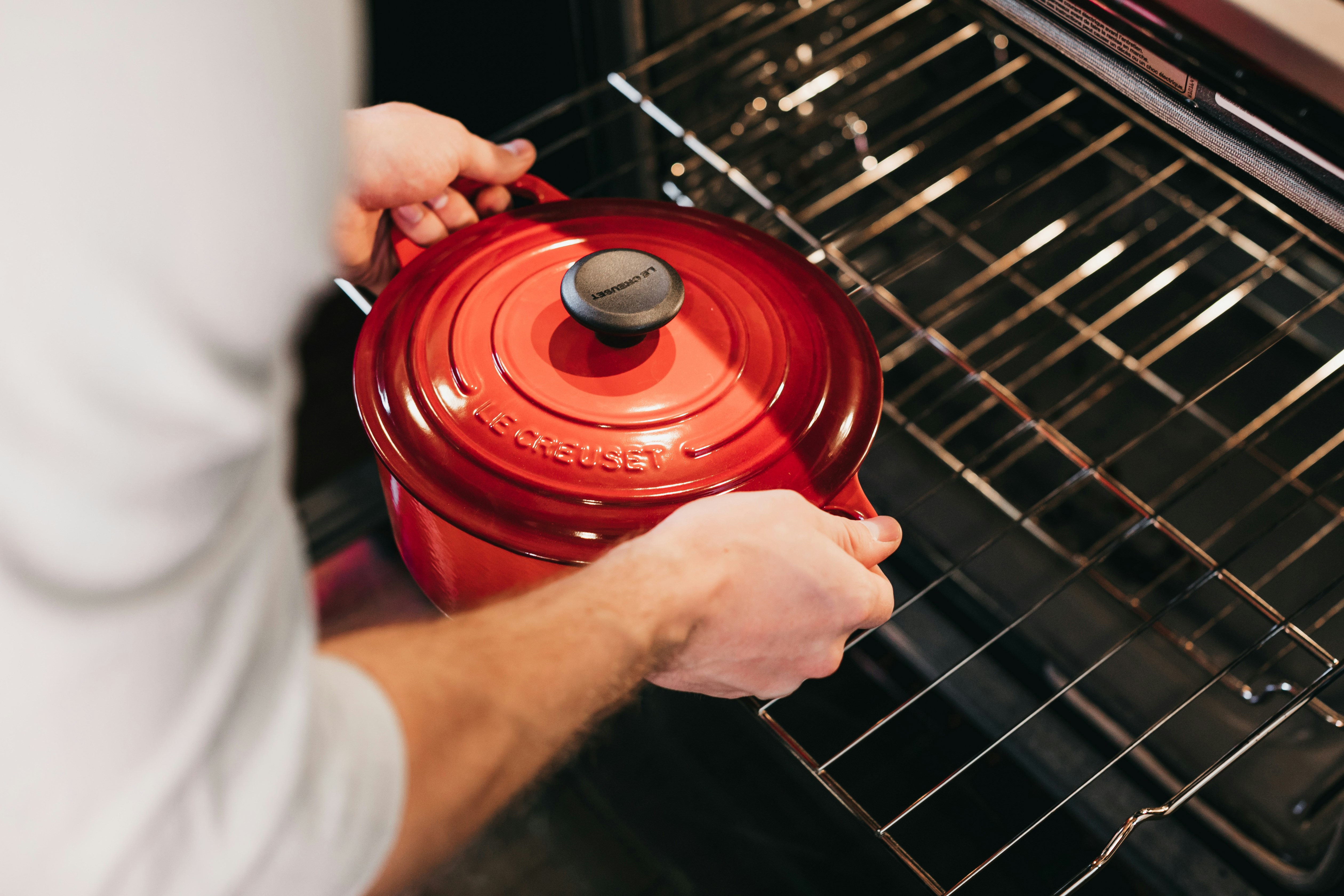 placing a dutch oven in the oven