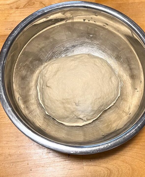 dough in a large bowl before a rise