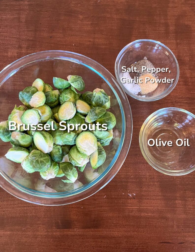 Ingredients used in brussel sprouts in individual bowls