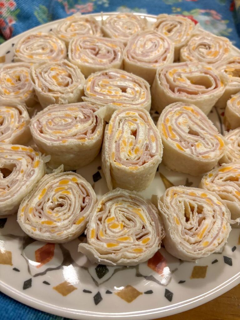 Tortilla Roll Ups spread out on a plate