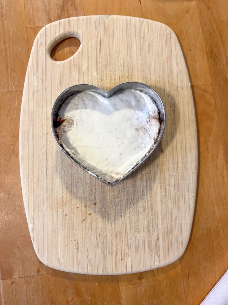 cream cheese bread with a heart shaped cookie cutter on top