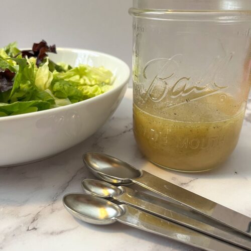 White wine vinaigrette served in a mason jar