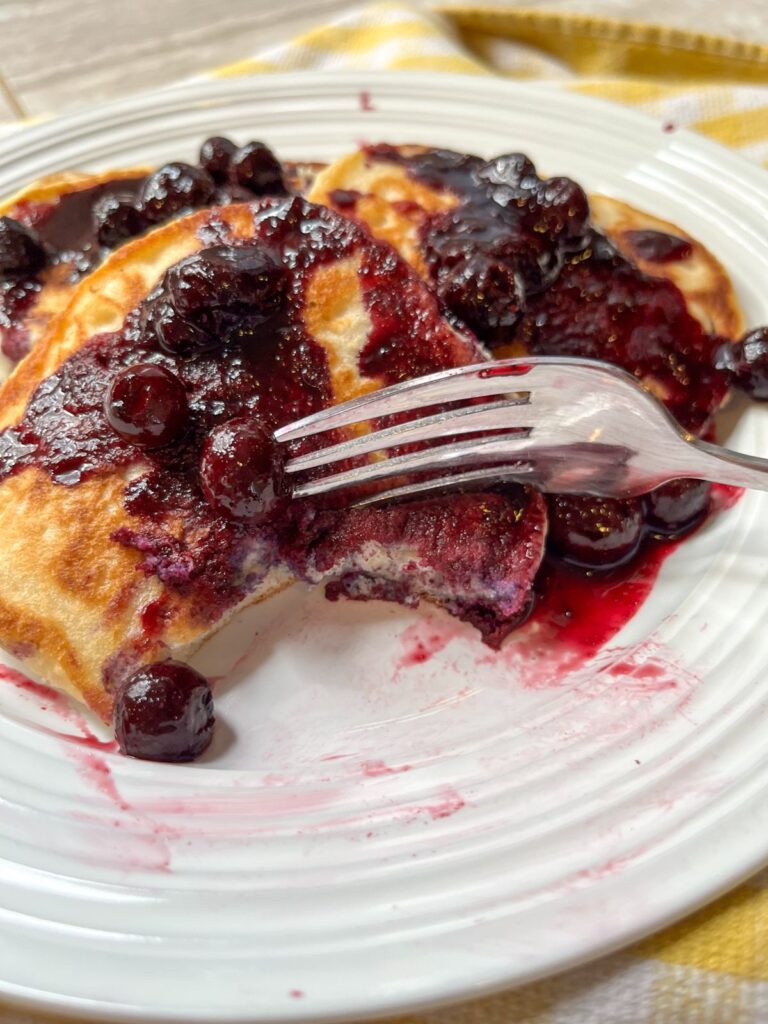 Blueberry maple syrup on pancakes