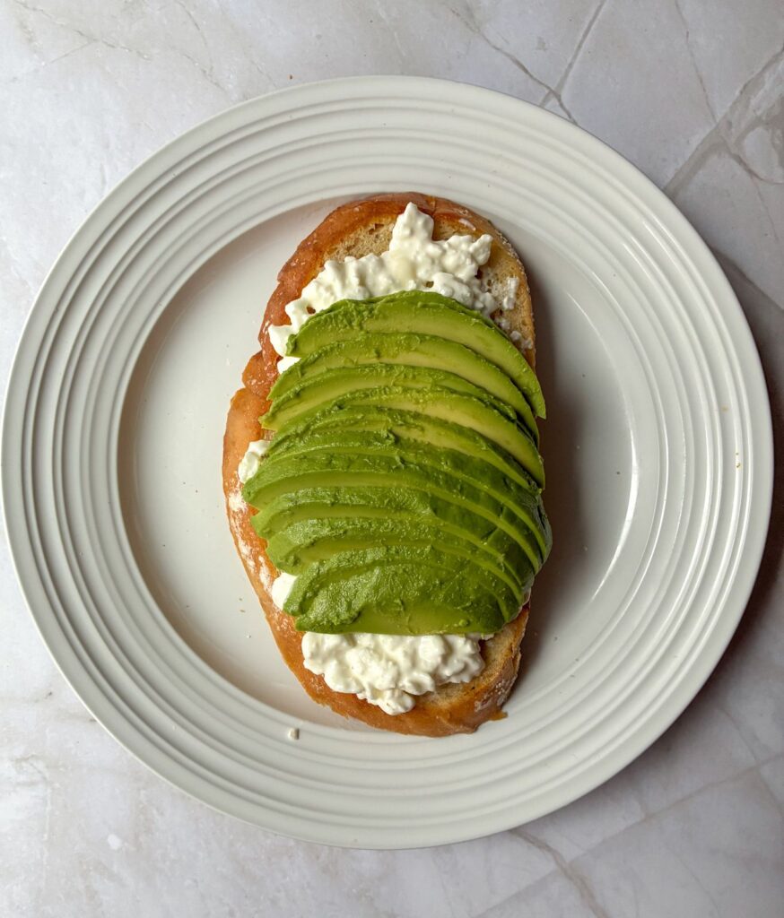 Cottage cheese avocado toast without all of the toppings