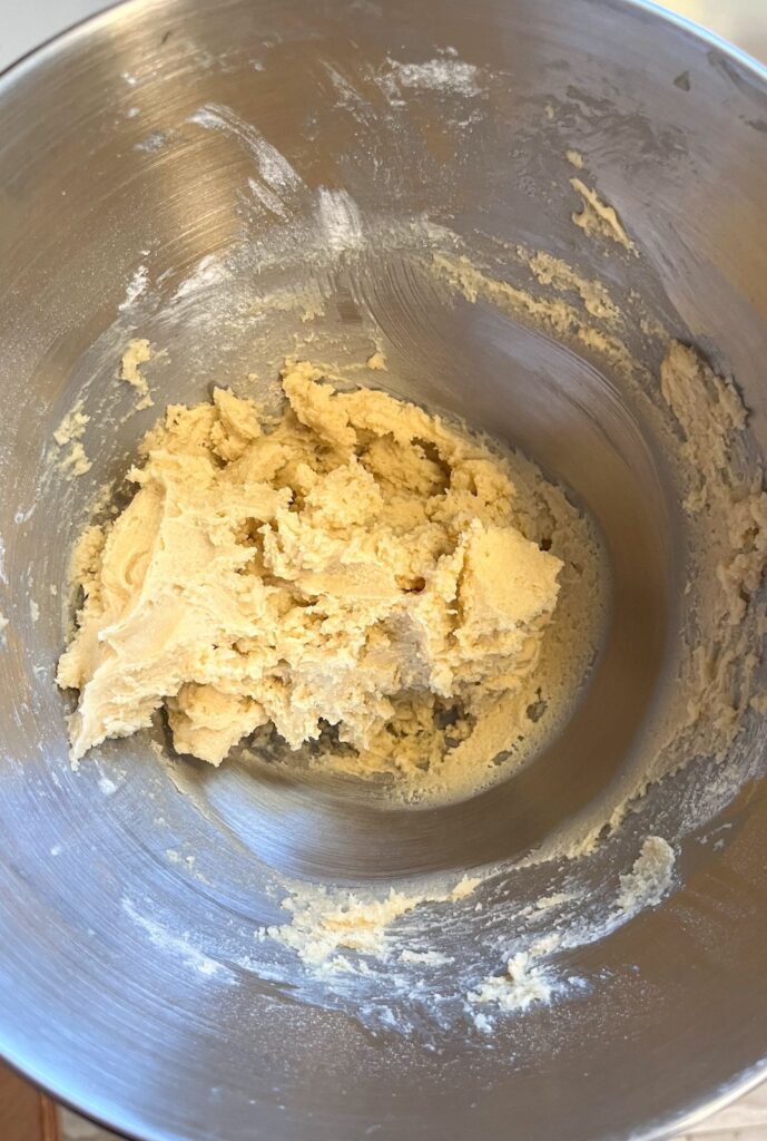 Cream butter and sugars together for eggless cookies