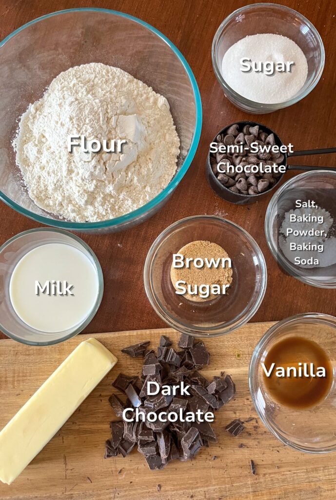Ingredient shot with labels for eggless cookies