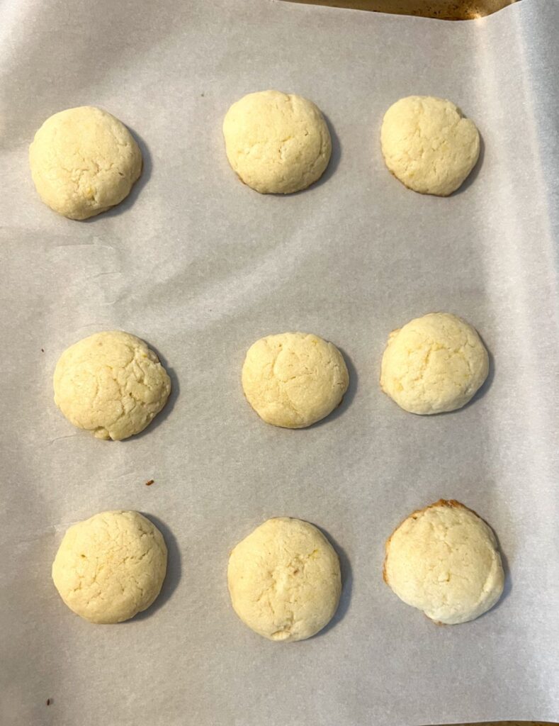 9 lemon cookies fresh out of the oven
