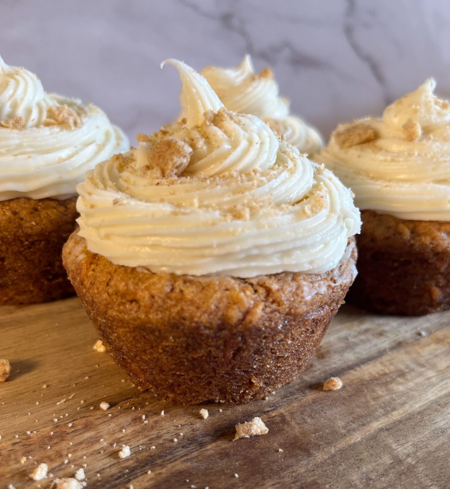 close up photo of eggless carrot cake cupcake