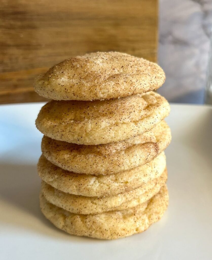 eggless snickerdoodles stacked on top of each other