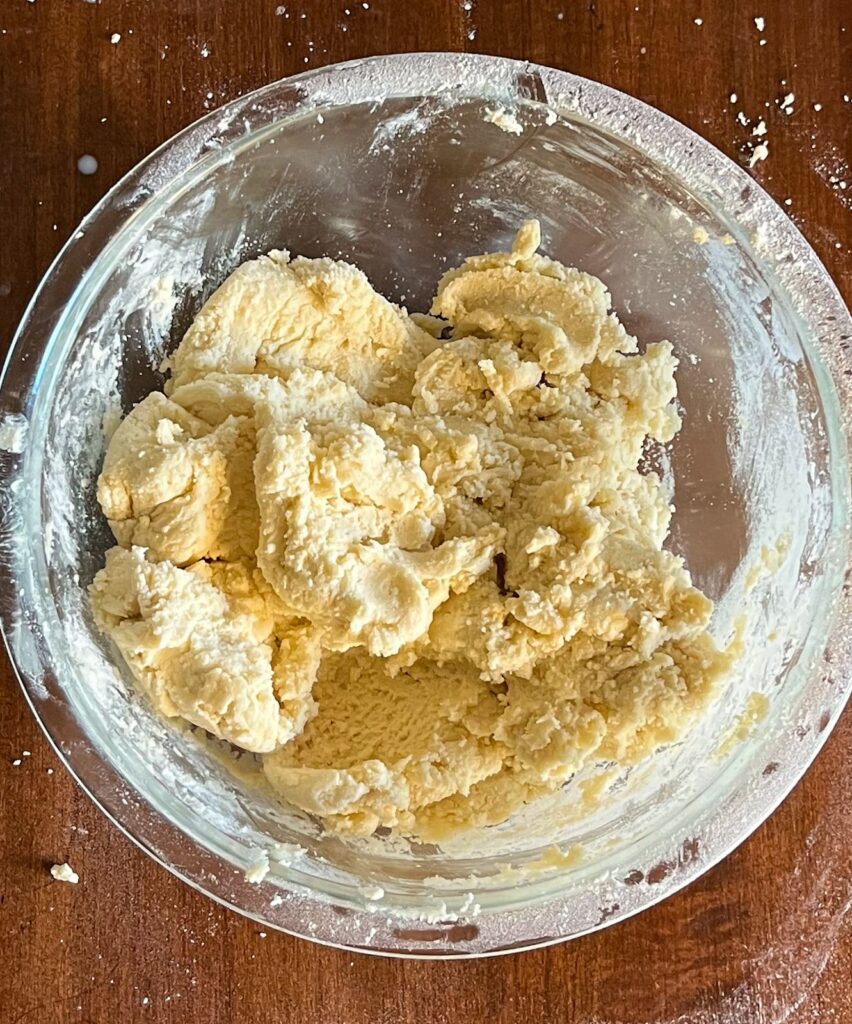 Eggless snickerdoodle sough in a large bowl