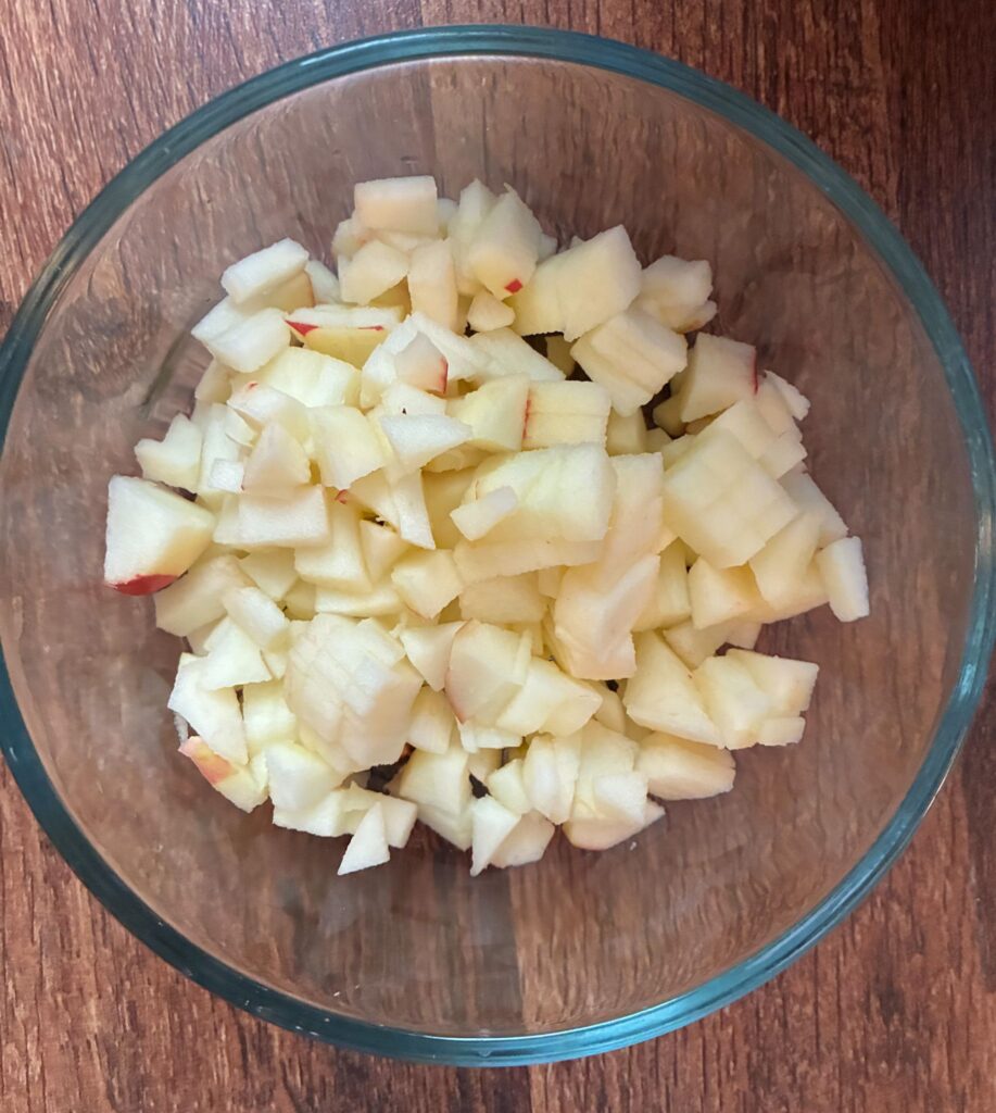 Diced apples in a small bowl