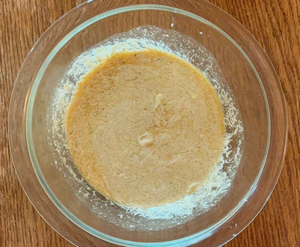 Bowl of the wet ingredients mixed together
