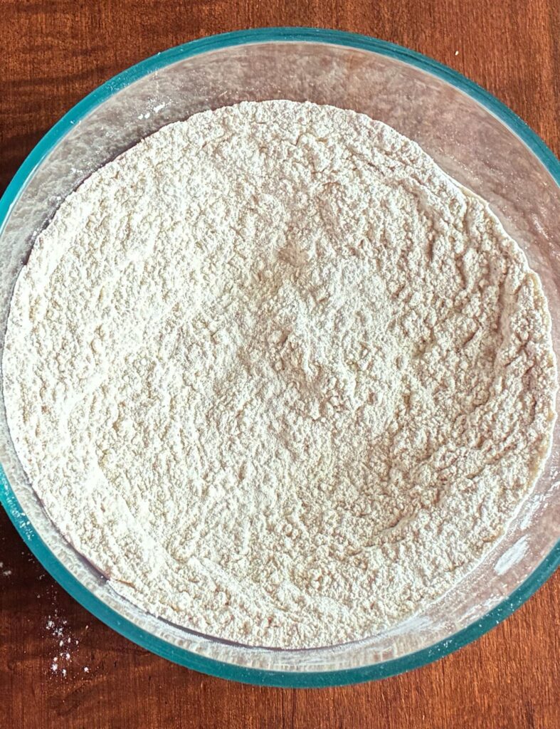 Dry ingredients whisked together in a bowl