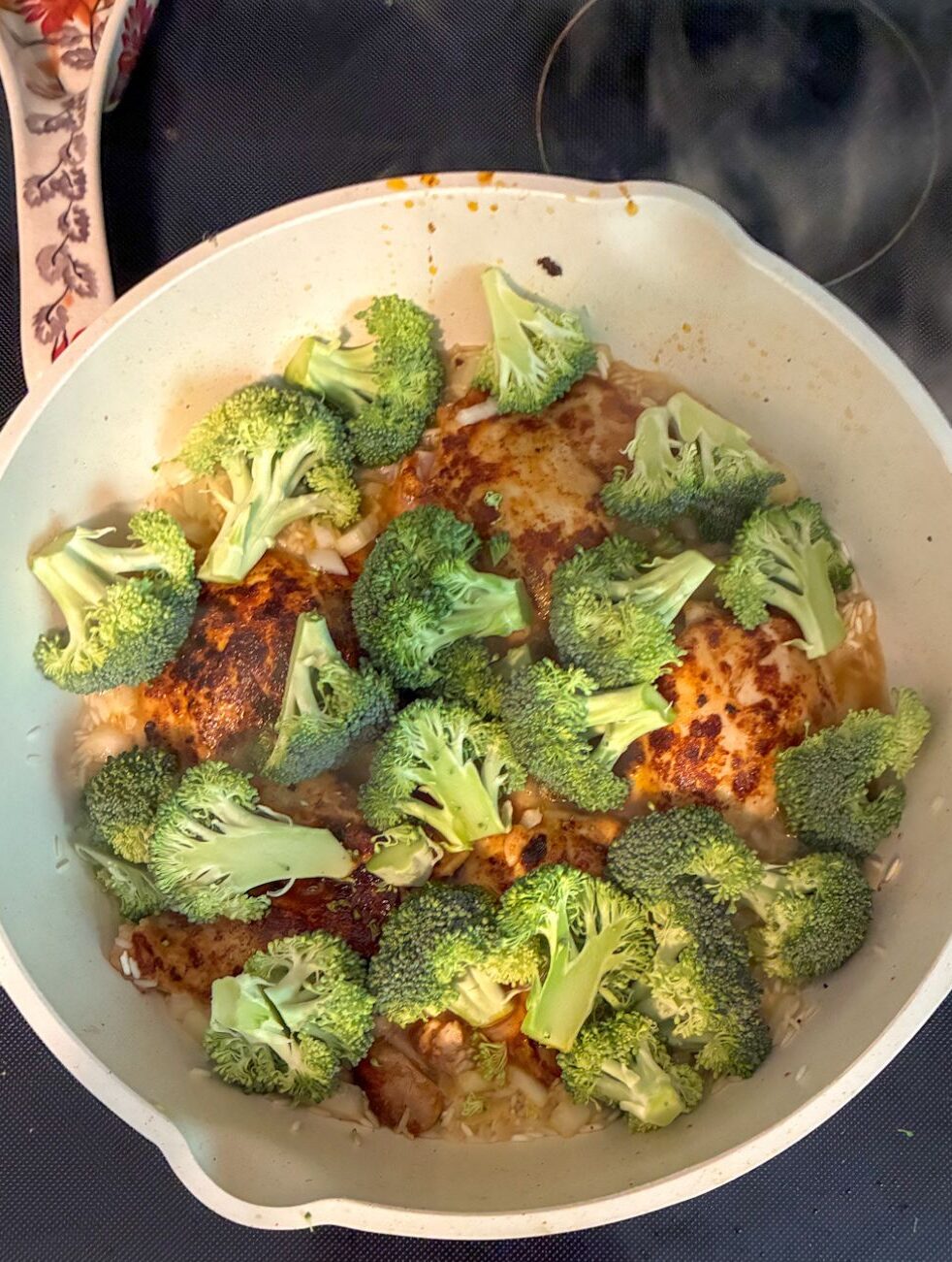 All ingredients in a skillet before simmering. 