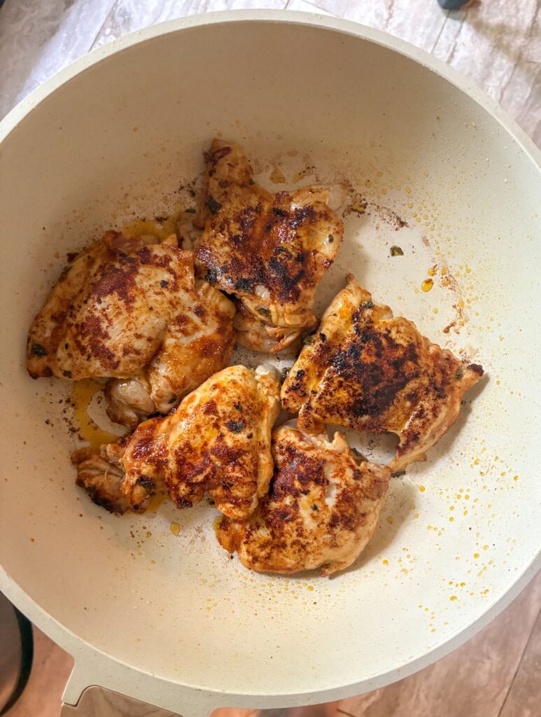 chicken thighs after they have been seared