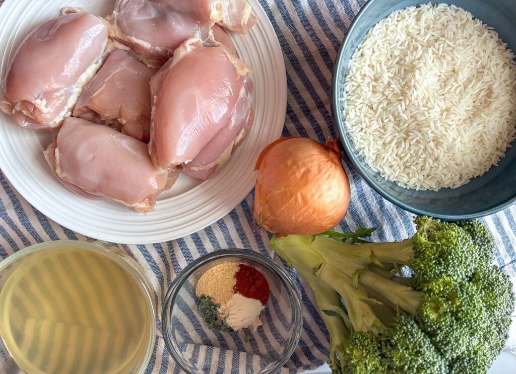All the ingredients uncooked laying by each other