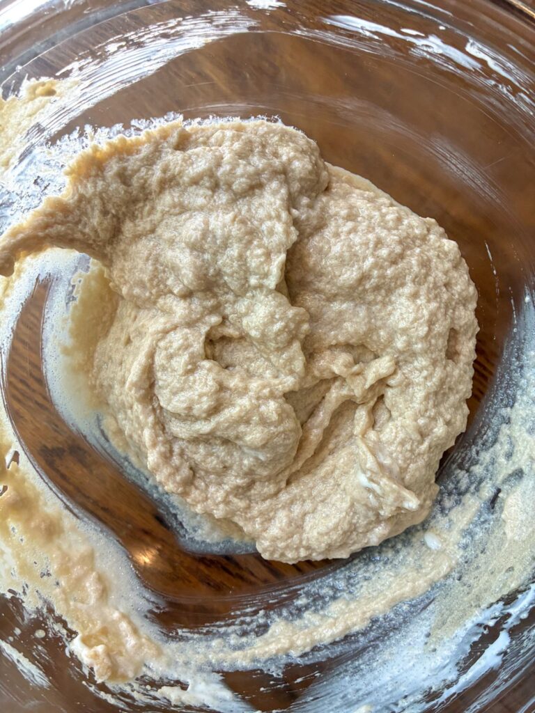 Dough with milk and vanilla mixed in.