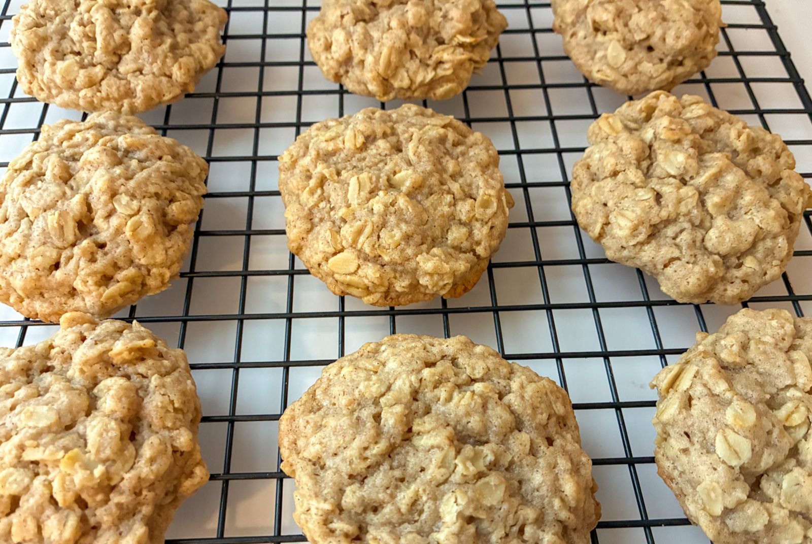 Nine cookies on a cooling rack