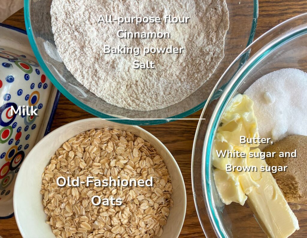 Labeled ingredients with them in seperate bowls.