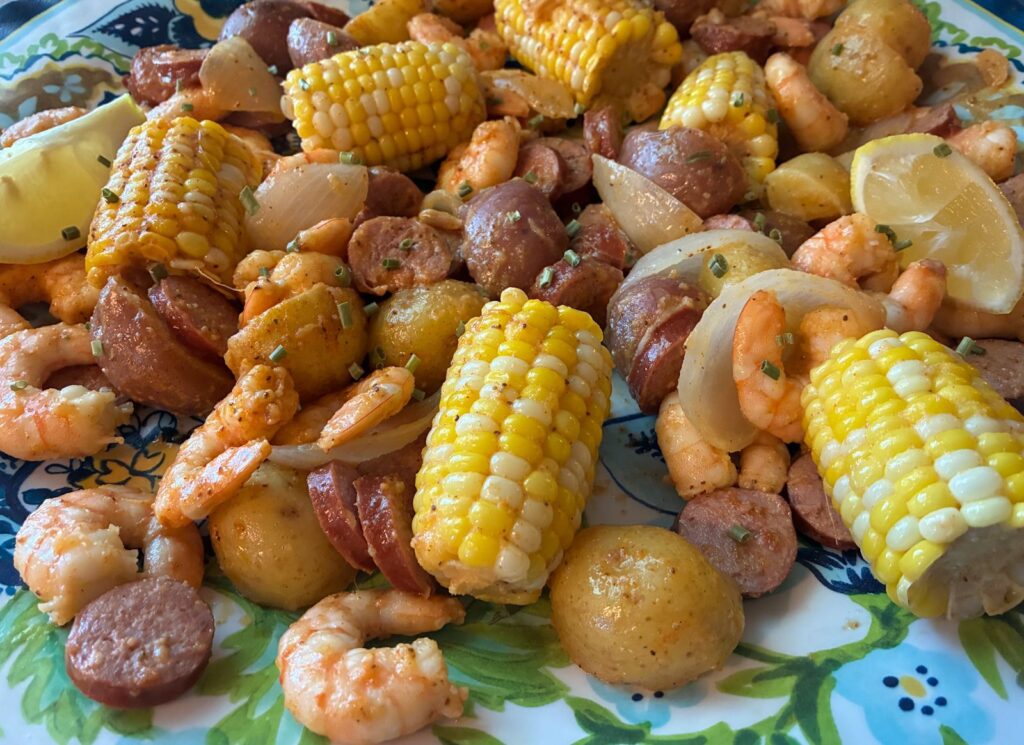 Up close picture of the dish served on a large platter.