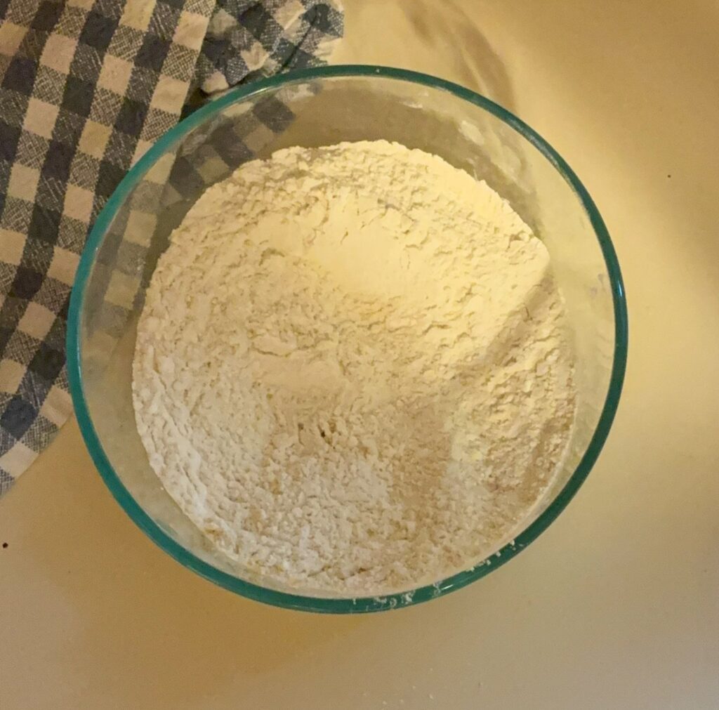 Dry ingredients in a bowl whisked together