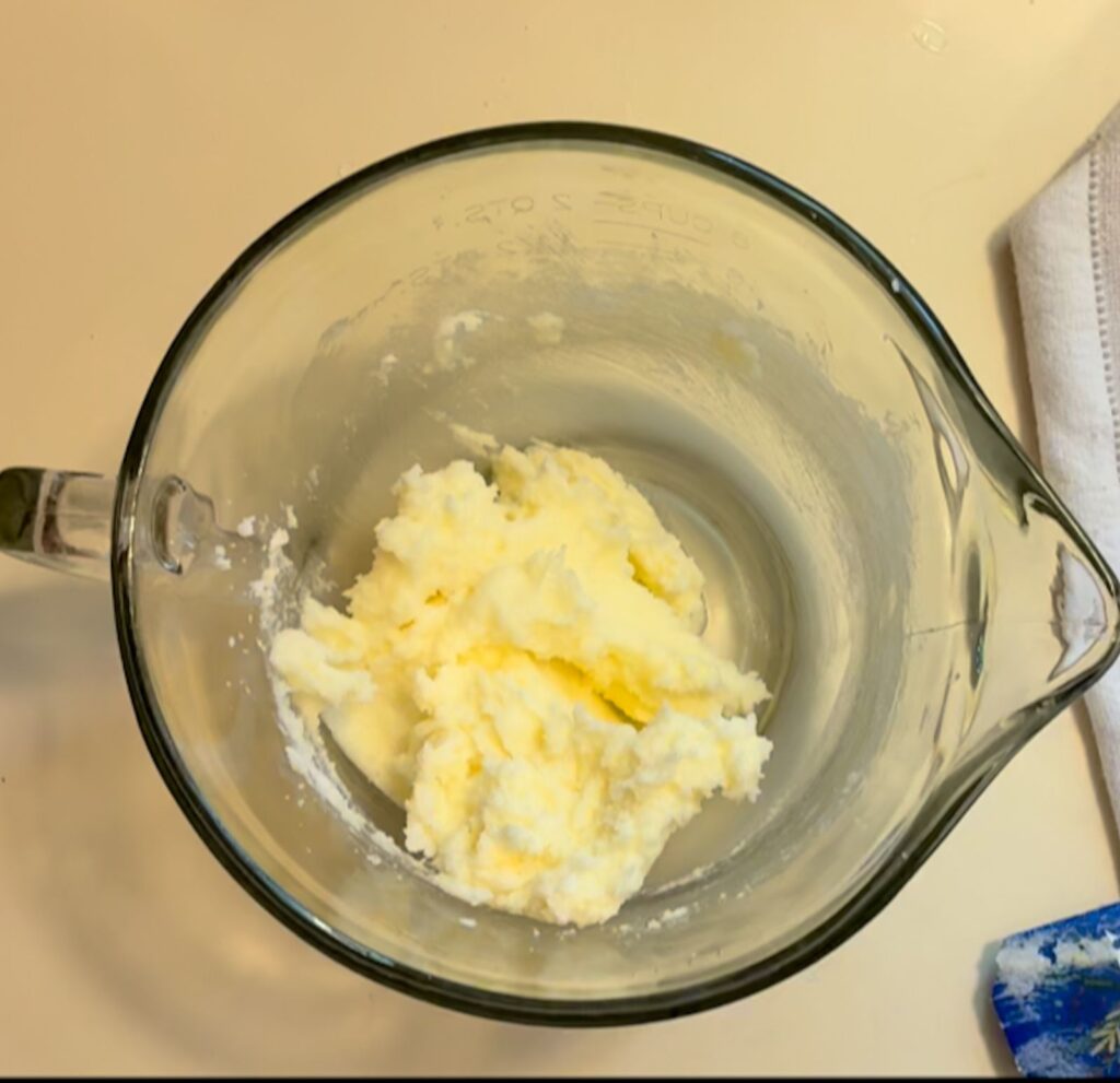 butter and sugar creamed together in a large bowl