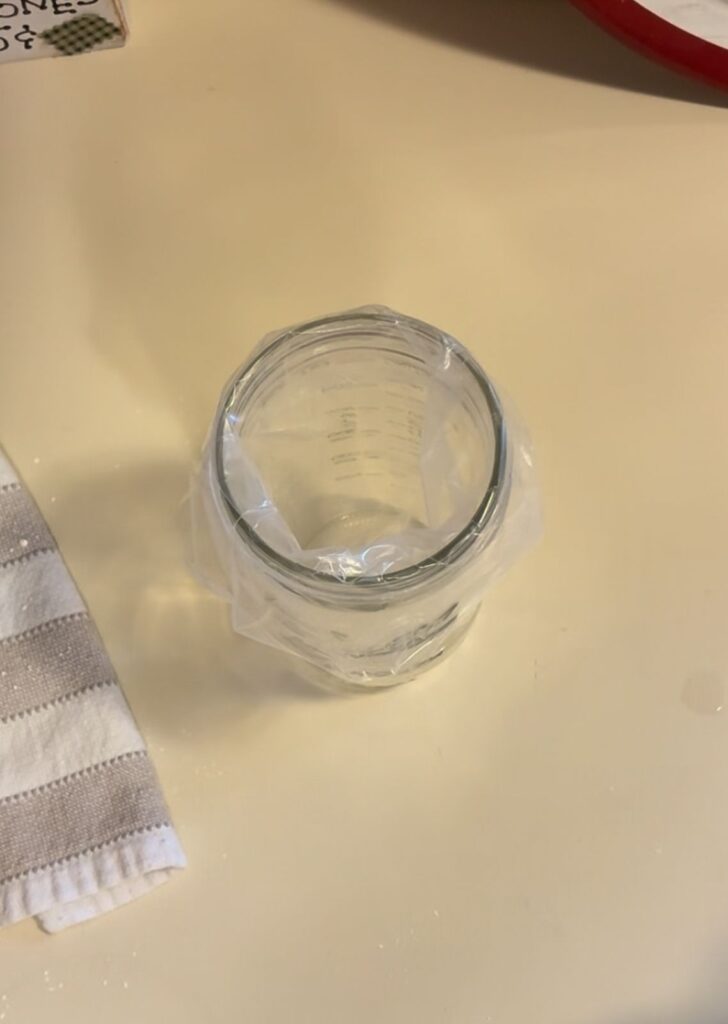 empty cup with piping bag inside