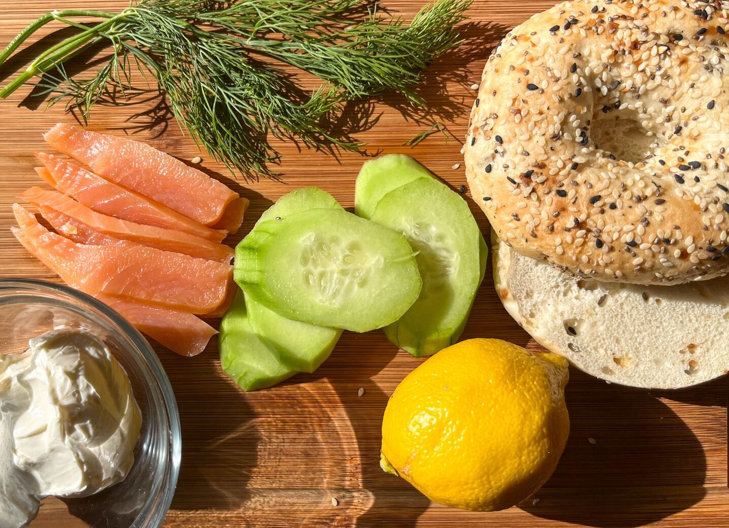 Ingredient shot for smoked salmon bagel