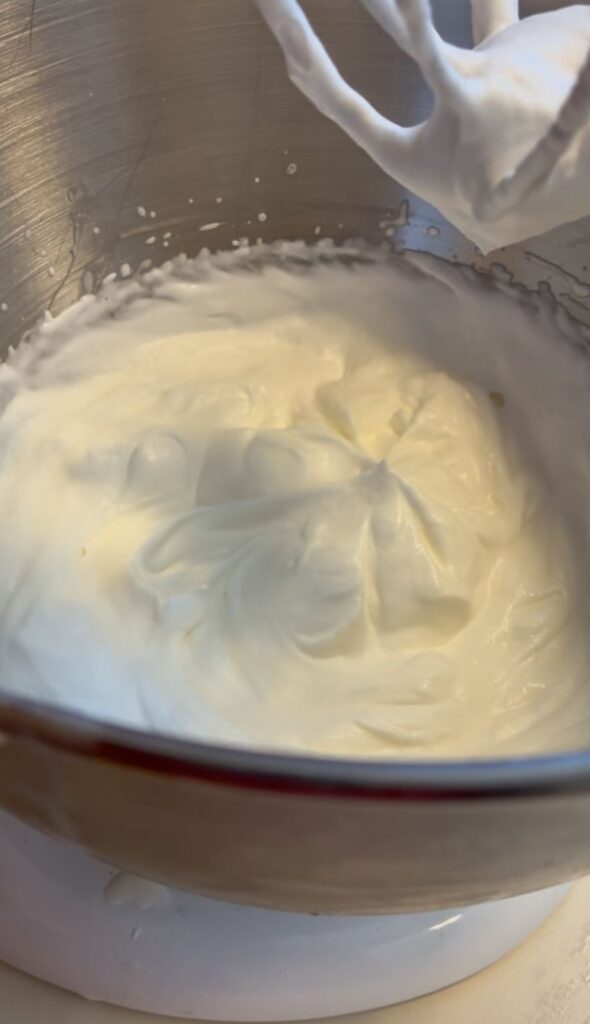 stiff peaks shown in whipped cream