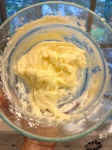 cream cheese filling a medium sized bowl