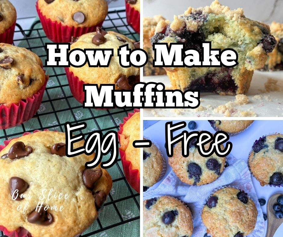 A series of egg-free muffin photos
